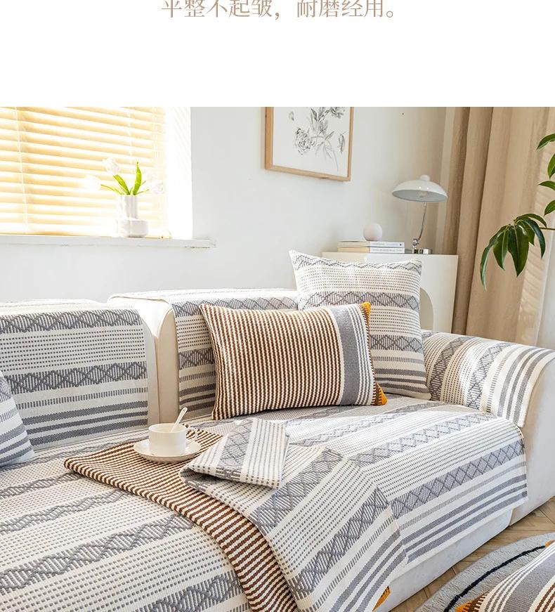 Sofabezüge aus Baumwolle und Leinen für Wohnzimmer, kariert, gestreift, Sofatuch, Couchbezug, Sofabezug, moderner minimalistischer Ecksitzbezug