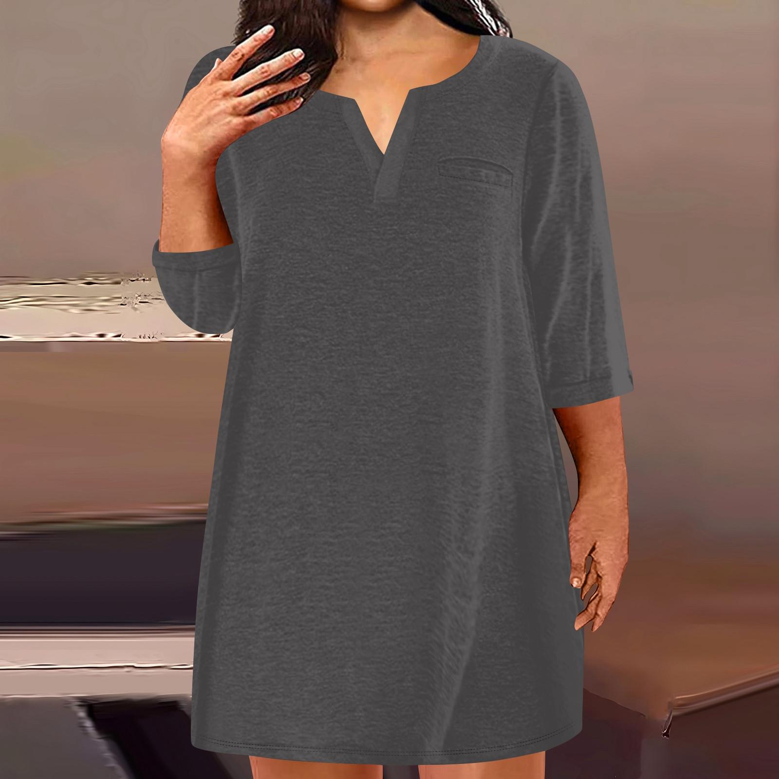 Женская мода большого размера с v-образным вырезом и семью рукавами — фото 7