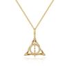 Harry Potter X Collaboration Deathly Hallows Necklace - Harry Potter K18 Gold Plated Brass - Perfect for Halloween and Christmas Gifts