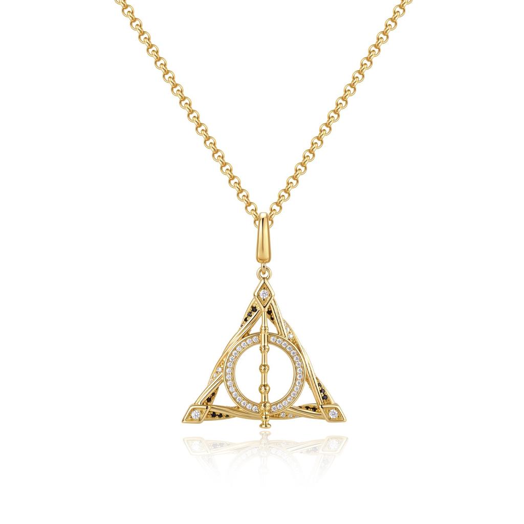 Harry Potter x Collaboration Deathly Hallows Necklace - Harry Potter K18 Gold Plated Brass - Perfect for Halloween and Christmas Gifts