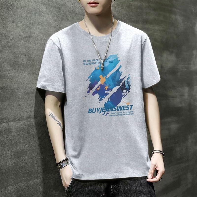 Men'S Short-Sleeved T-Shirt New Summer Trend Korean Version Loose Bottoming Shirt Clothes T-Shirt Large Size Teen