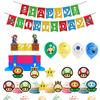 Super Mario Kids Birthday Party Decor Suit Supplies Balloon Banner Cake Topper