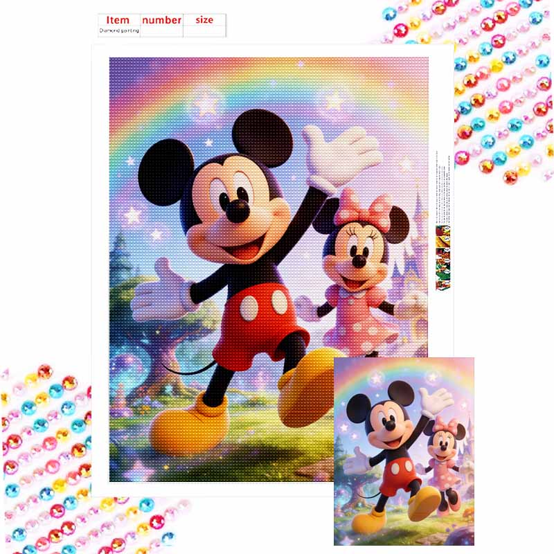 Disney Diamond Art Painting Kit Mickey & Minnie Magical Castle Home Wall Decor Handmade Gift Round 20x30cm