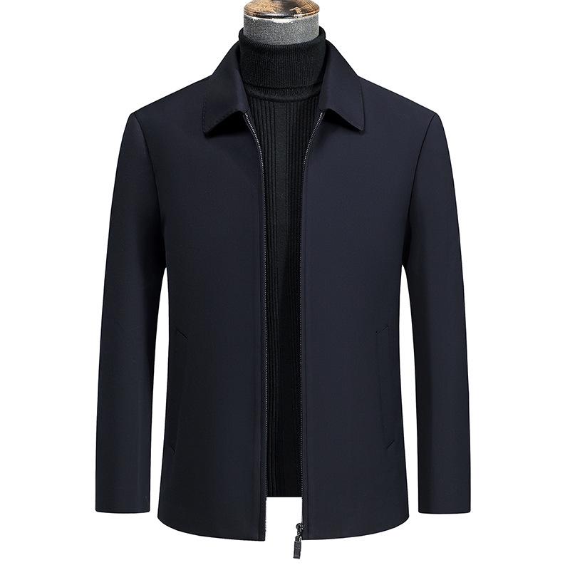 Premium Plus Size Men's Business Casual Jacket for Spring and Autumn - Solid Color Lapel Design