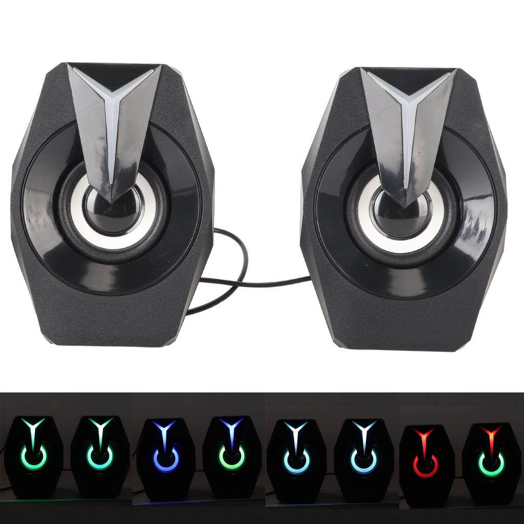 USB Powered Speaker with RGB Lights Volume Control Portable Wired Subwoofer Speaker for Laptop Desktop Computer Desktop
