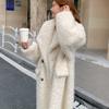 VAYLA New Women Warm Furry Coat Thick Big Collar Fake Lambswool Long Coat Beige Tops For Women Casaco Feminino