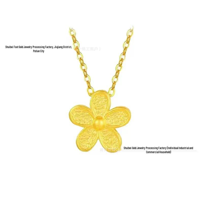 Golden Heart 999 Gold Pendant Necklace - Perfect Qixi Valentine's Day Gift for Her