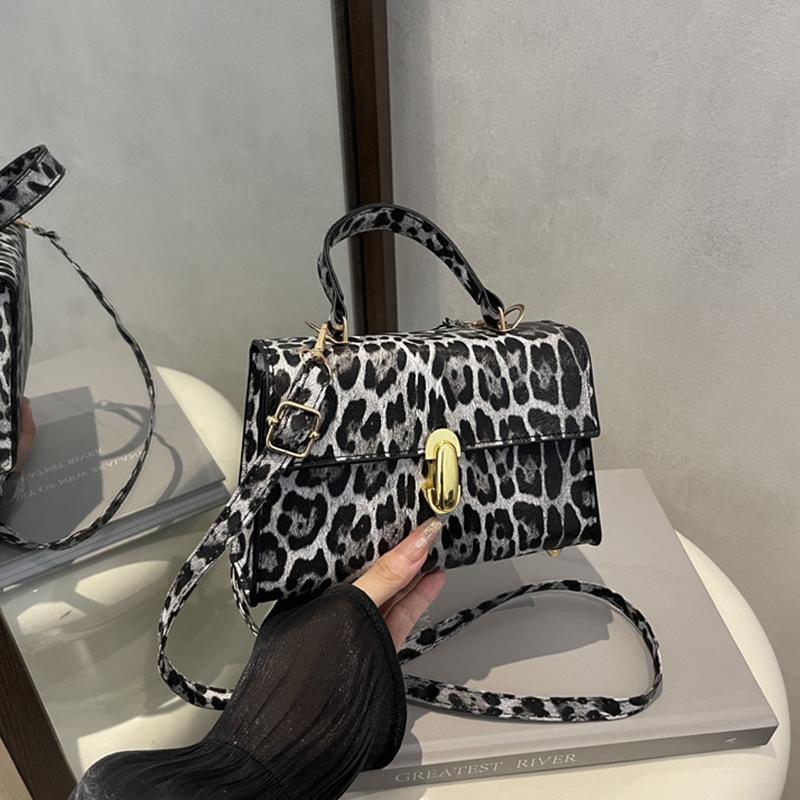 Винтажные сумки через плечо с леопардовым принтом Маленькие crossbody сумки из ПУ кожи для женщин Фирменные сумки KTB 20x7x13cm чёрный