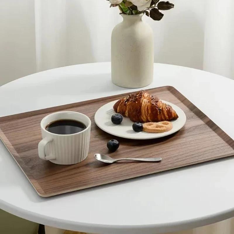 Walnut Tea Tray Rectangular Coffee Shop Dessert Snack Tray Tea Cup Storage Tray High-grade Wooden Plate