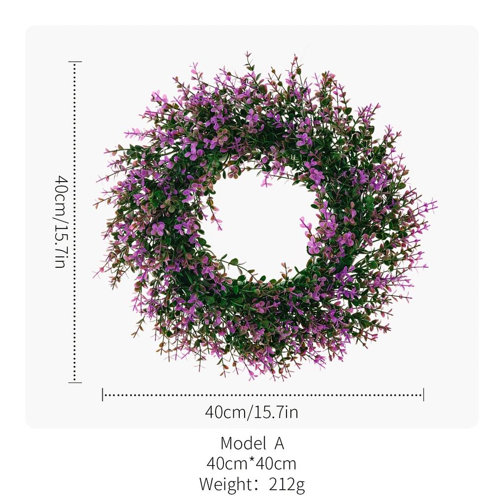 15.7" Door Wreath, Front Door Wreath Pendant, Plastics Artificial Flower Wreath, Home Door Ring Decoration, Large Artificial Eucalyptus Wreaths