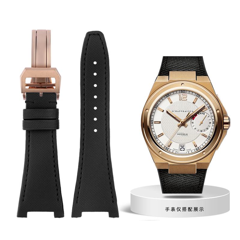 Nylonowo-skórzany pasek do zegarka IWC Engineer z wycięciem Pasek IW500501 IW378507 IW322703 Seria Czarny Sportowy płócienny pasek do zegarka