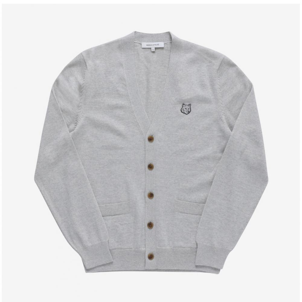 MaiSon KitSune Mm00509kt1036 H120 Bold Fox Head Patch V Neck Men S Cardigan