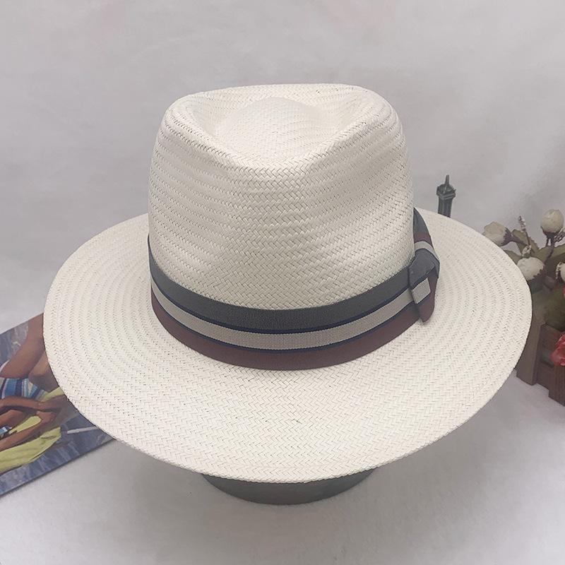 Factory Self-Produced Fine Straw Top Hat, Versatile Travel Visor, Flat-Brimmed Panama Straw Hat, Breathable Sunscreen Hat