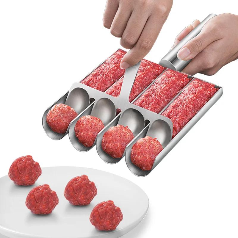 304 Stainless Steel Meatball Scoop Maker Mold for Fish Beef Easy-Release Non-Stick Rice Ball Dumplings Maker DIY Kitchen Tools