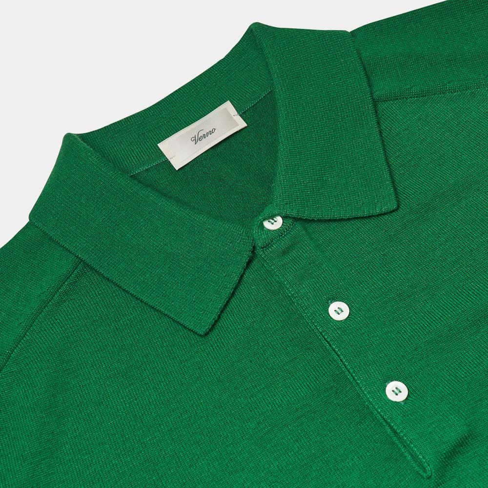 VERNO 24Ss Cashtouch Saddle Sleeve Polo Knit E.Green