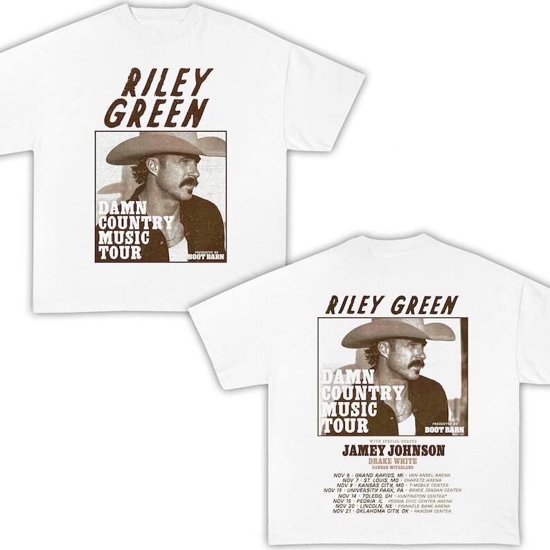 Riley Green Damn Country Music Tour 2025 Shirt Riley Green 2025 Concert Unisex T-Shirt XXXXL