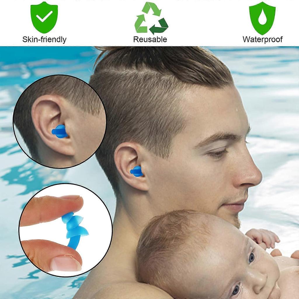 Earplugs and Nose Clips Set, Soft Silicone Non-Slip Swimming Ear Plugs, Waterproof Swimming Nose Clips