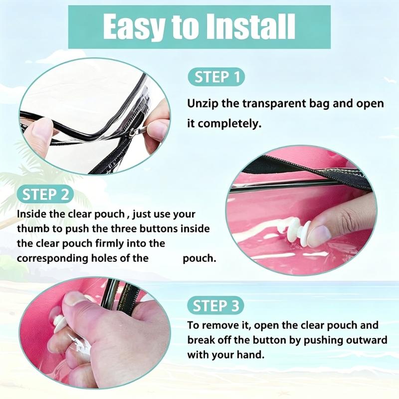 Waterproof PVC Clear Bag Insert Container Hook Accessories Key Holder for Beach Bag Gym And Travel Easy To Install