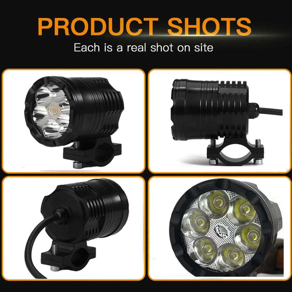 6 Chips Additional LED Headlights For Motorcycle High/Low/Strobe Long Range Lights Moto Fog Light Auxiliary Motocross Spotlight