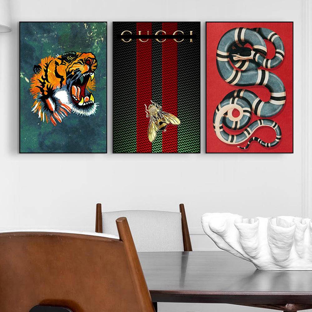 Fashion Bee Tiger Digital Poster Luxus Marke Druck Auf Leinwand Malerei Vintage Schlange Wand Kunst Bild Für Wohnzimmer Hause decor