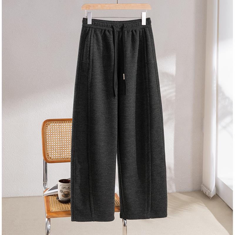 2025 Puyuan Autumn/Winter Silk Cashmere Women's Wide-Leg Pants with Double Pockets