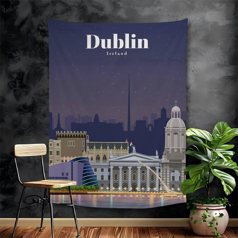 World Famous Tourist Cities DIY Wall Tapestry Hippie Flower Wall Carpets Dorm Decor Wall Art Decor