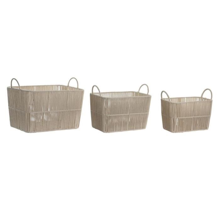 Jeu de paniers - Beige - Métal - Coton - Dimensions variées (39x29x31 cm)