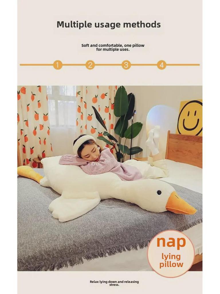 Big White Goose Plush Toy - Cute Sleep Pillow for Girls