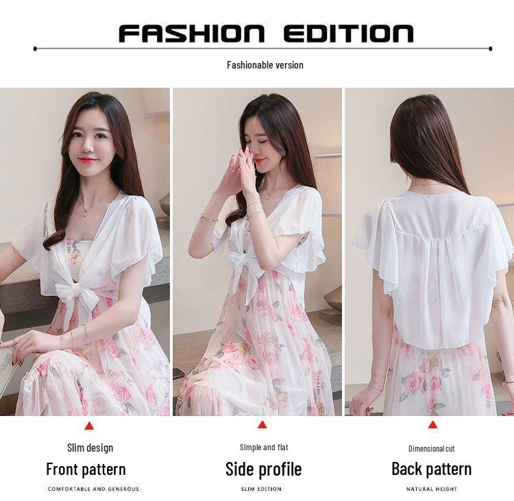 Korean Style Chiffon Shawl Cardigan - Short Sleeve, Lightweight, Versatile Sun Protection Outerwear for Women