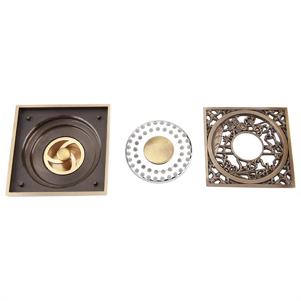 Antique Brass 10cm Shower Floor Drain Bathroom Waste Drain Strainer Cover Grate(#3)