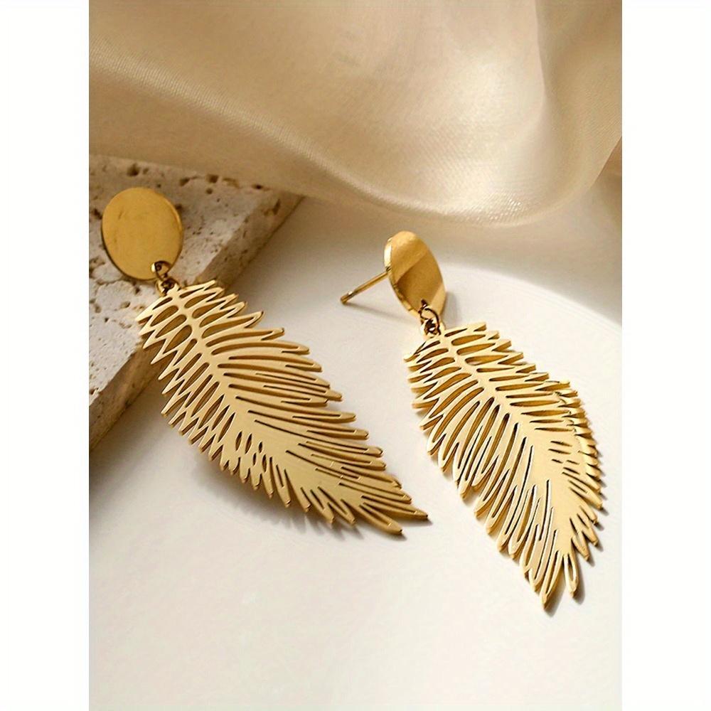 Elegant And Beautiful Feather Decorative Stainless Steel Earrings Jewelry Is Perfect For Daily Dressing And Matching Gifts