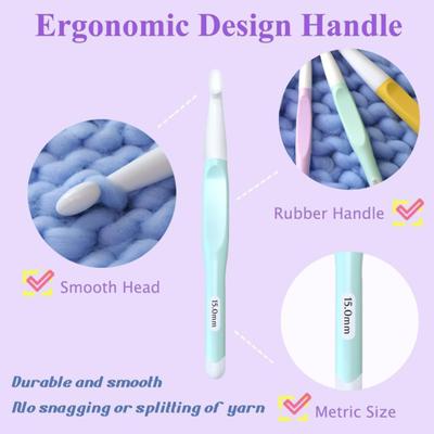 5 Pcs Ergonomic Crochet Hooks Large Crochet Hook for Chunky Yarn 8.0mm