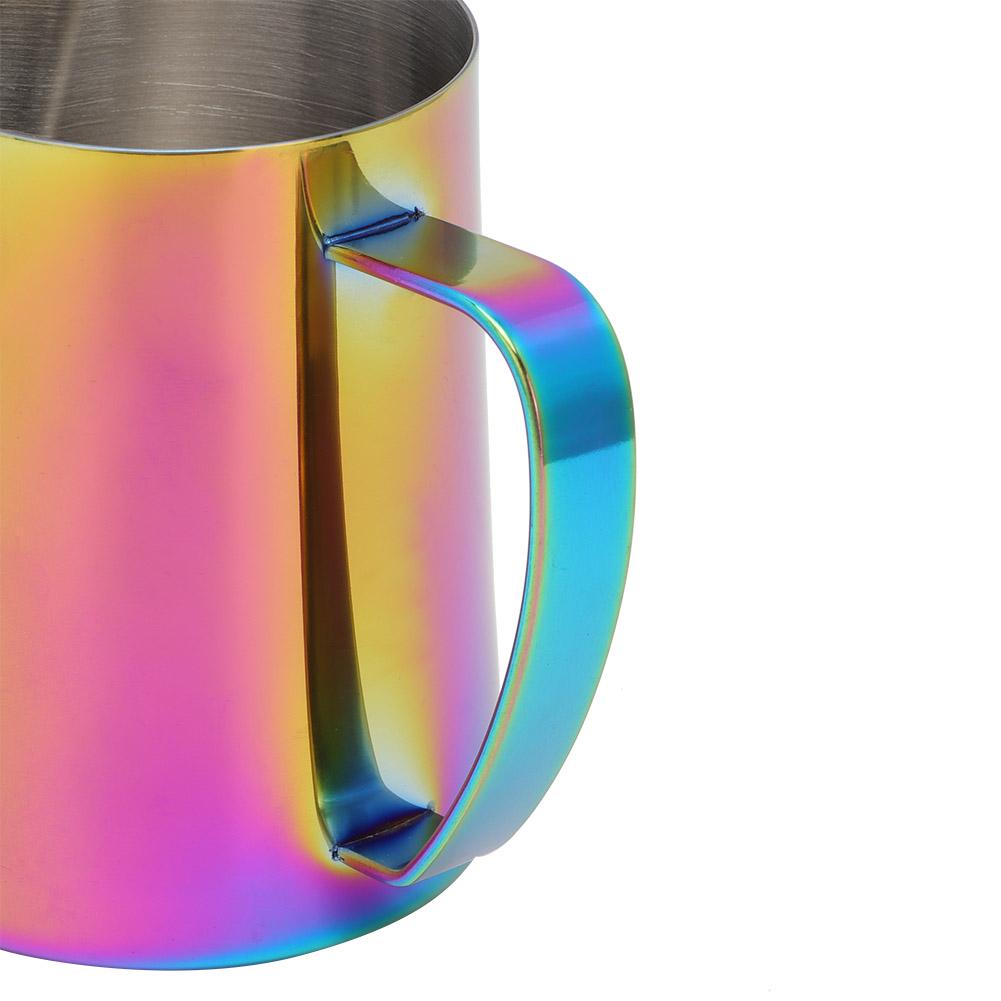 600ml Stainless Steel Titanize Coffee Pitcher Milk Frothing Cup Jug for Latte ArtColorful