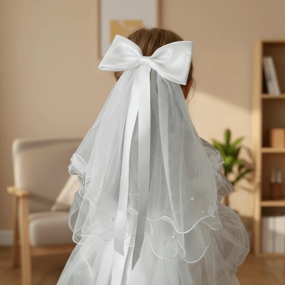 Mesh Girls Head Gauze Bow Colorful Flowing Tulle Gift Super Fairy Veil Hair Accessories