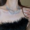 Light luxury diamond-encrusted water drop necklace, fashionable personality, heavy industry neck chain, bridal evening dress, high-end accessories