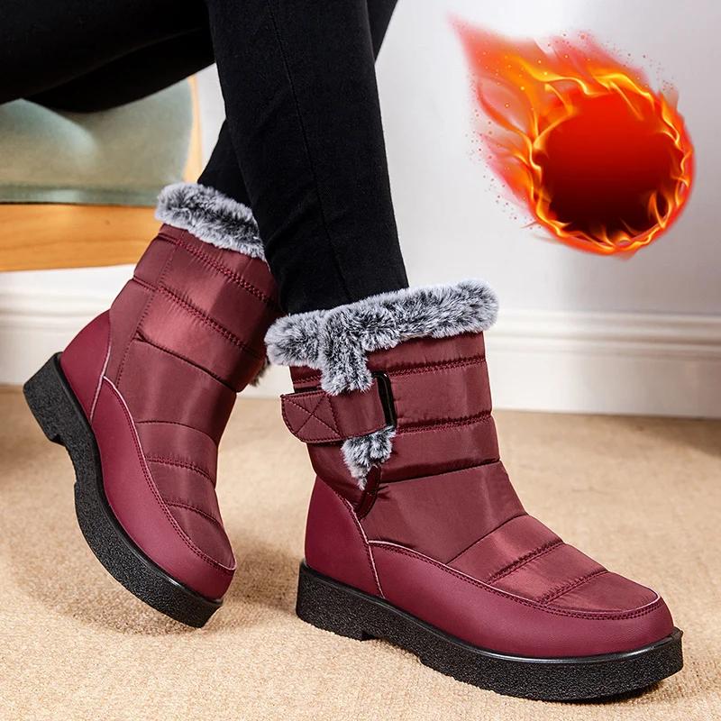 Fashion Women's Waterproof Winter Snow Boots Non Slip Platform Warm Ankle Boots Women Thicken Plush Cotton Padded Shoes Botas De Mujer