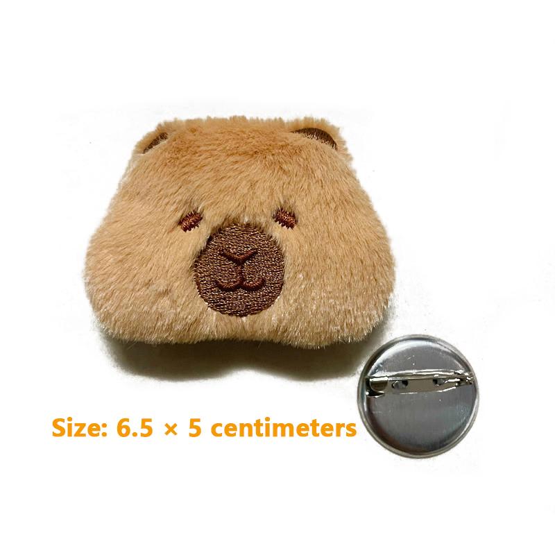 Kreativní měkké vycpané zvířátko kapybara plyšová brož Hračka kreslená postavička Roztomilá brož taška na zavěšení příslušenství