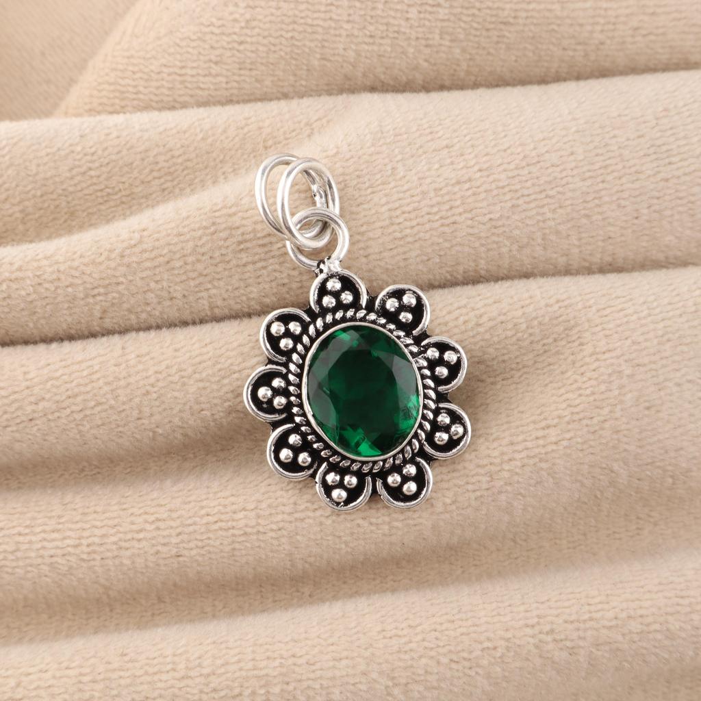 Chrome Diopside Gemstone 925 Sterling Silver Jewelry Handmade Beautiful Pendant 1.37" For Her CP-40-2