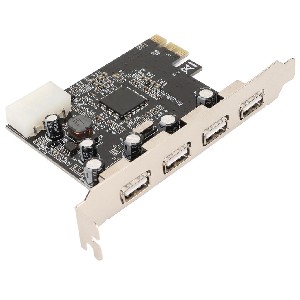 PCIe to USB2.0 Expansion Card 4 Ports 4 Pin Power 480Mb s Easy Installation USB 2.0 Expansion Card for Desktop Chassis