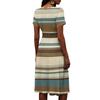 Vestito casual da donna a righe, moda, manica corta, scollo a V