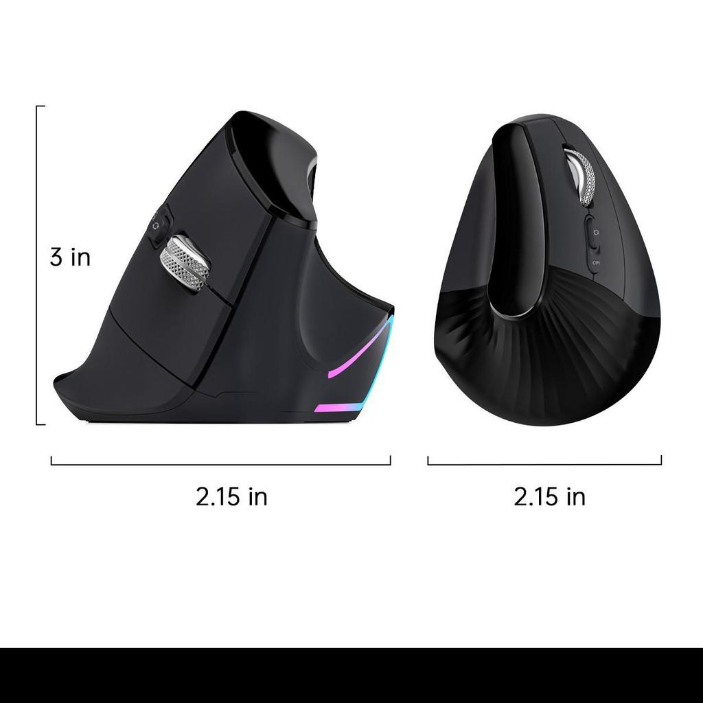 JOMAA Wireless Bluetooth RGB Ergonomic Vertical Mouse with Dual Mode & Speed Roller