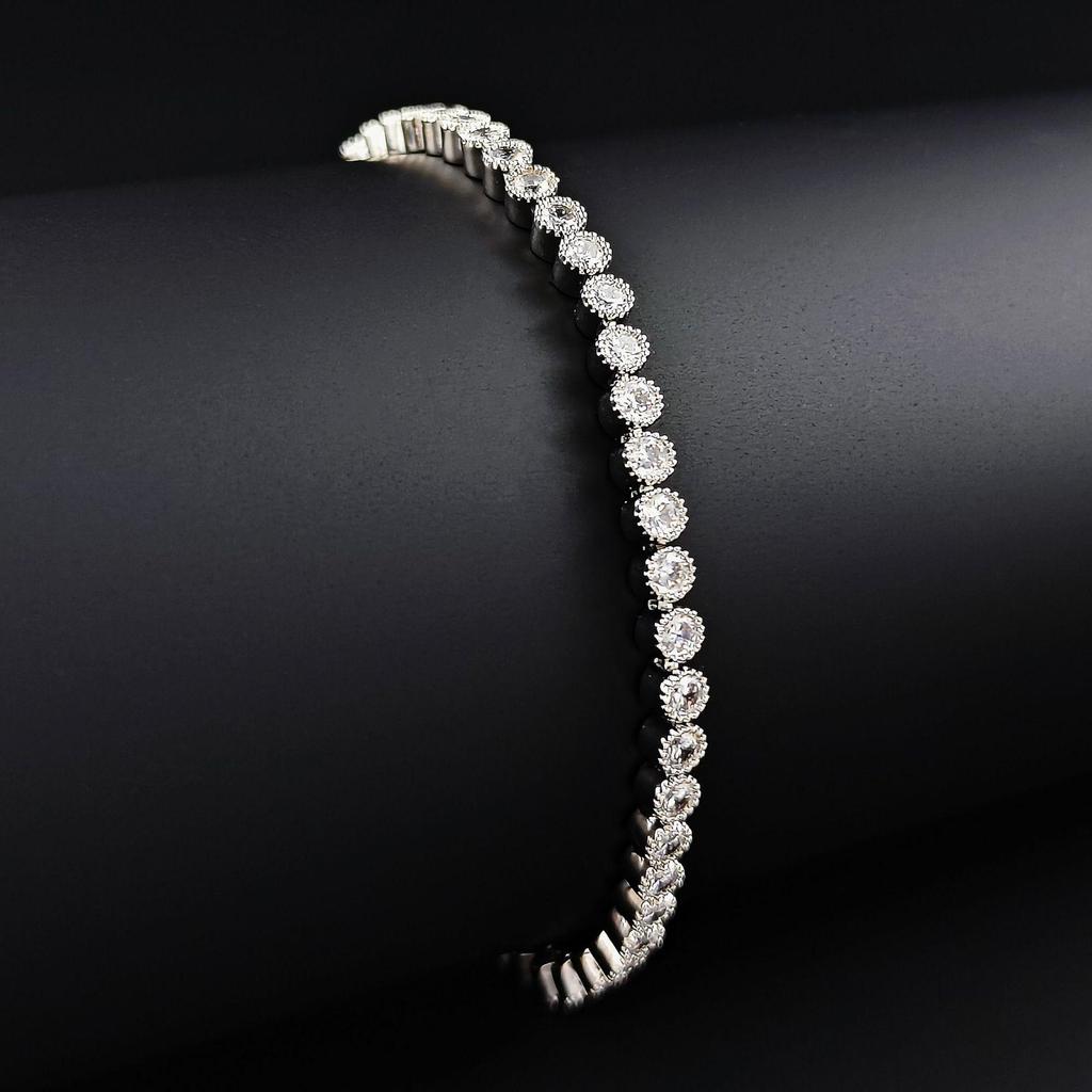 Korean Style Zircon Diamond Copper Tennis Bracelet for Women - Fashionable, Anti-slip Chain, Simple Design (s4773)