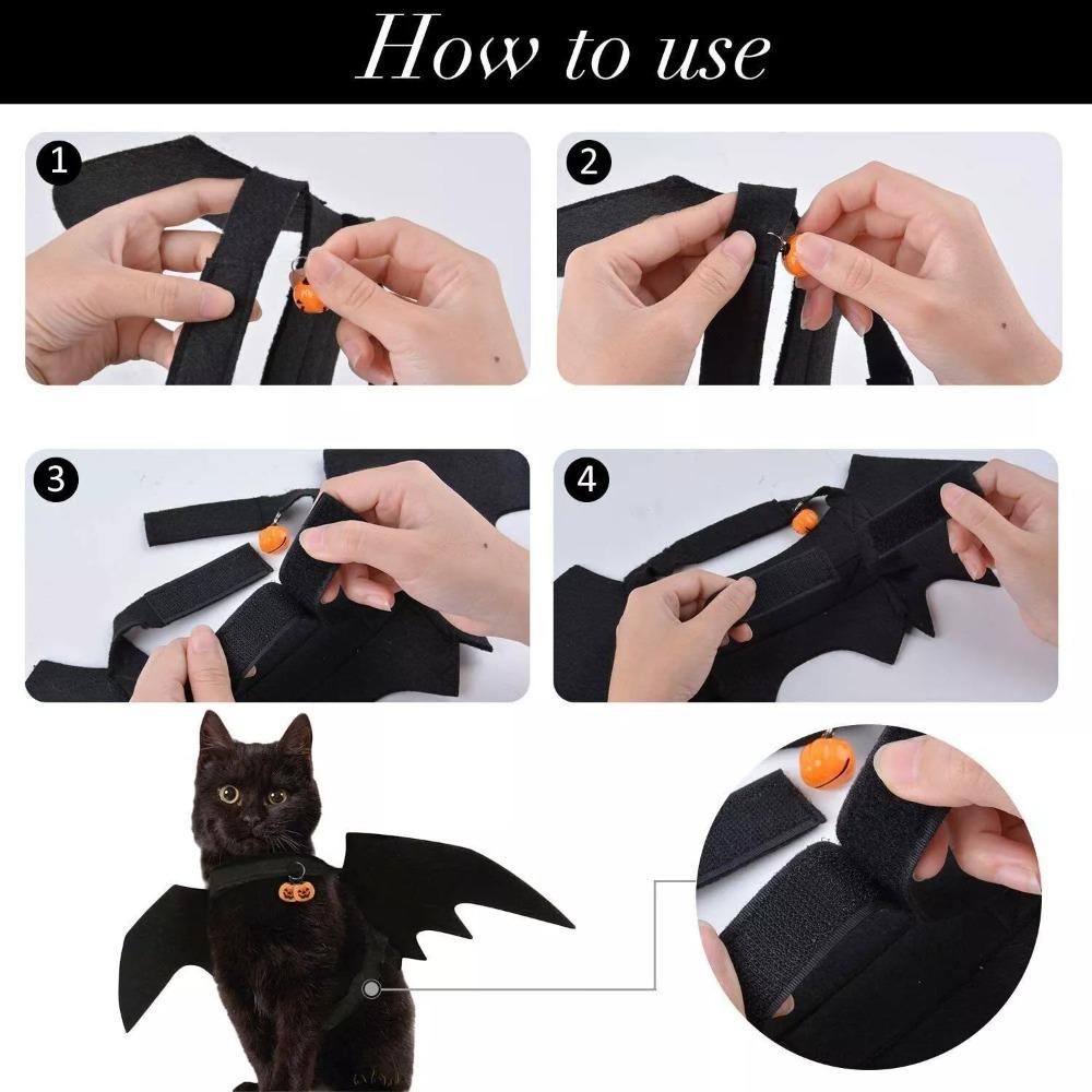 Mit Bell Haustier Fledermausflügel Kostüm Mehrfarbig Welpen Cosplay Outfit DIY Katze Verwandlung Kleidung