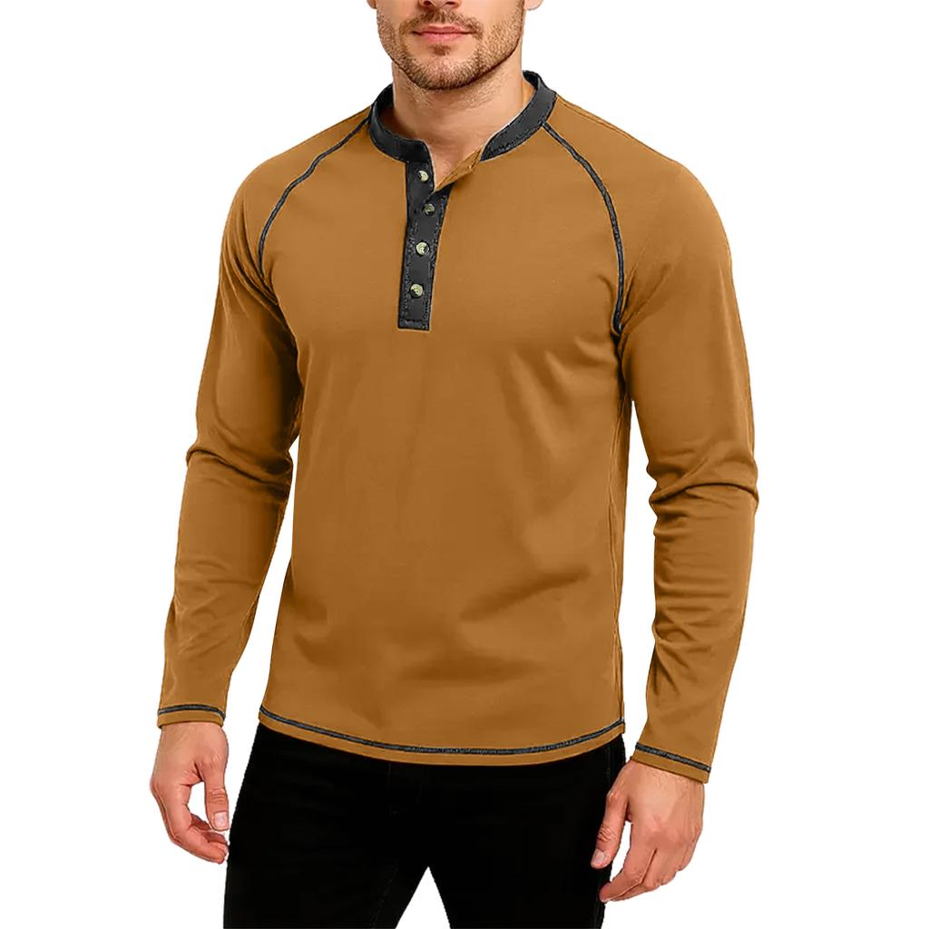 Men's Casual Solid Color Buckle Quick Dry Shoulder  Long Sleeved