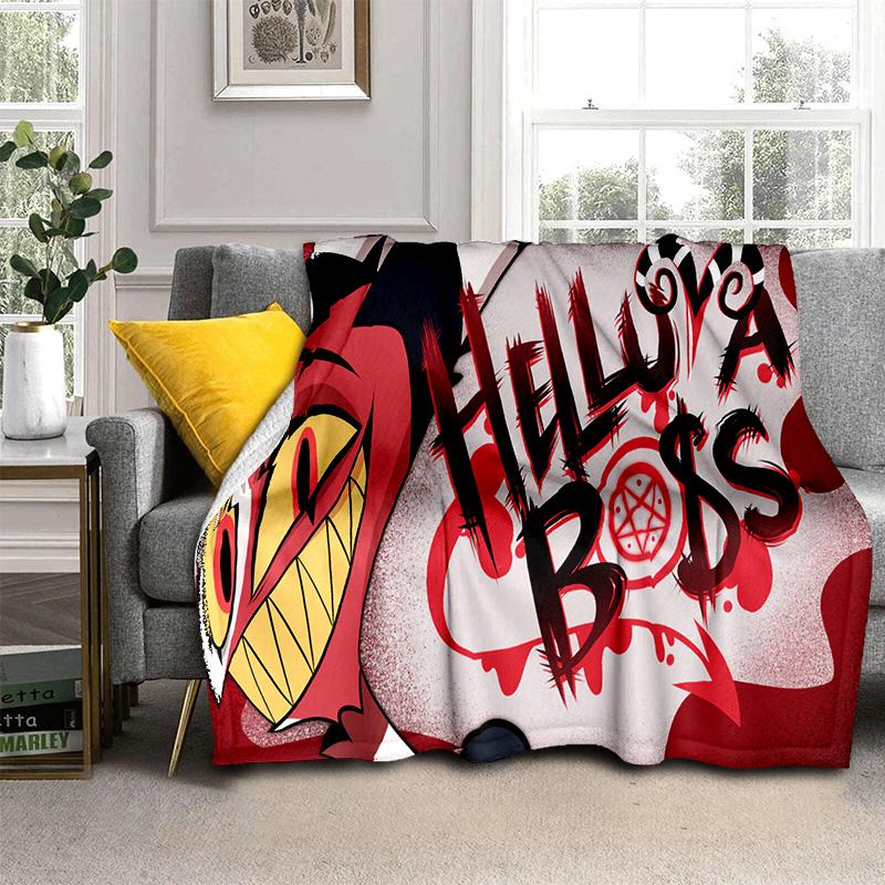 Helluva Boss Blitzo Yetişkin Animasyon Karikatür Battaniye, Yumuşak Atmak Battaniye Ev Yatak Odası Yatak Kanepe Piknik Ofis Kapak Battaniye Çocuk