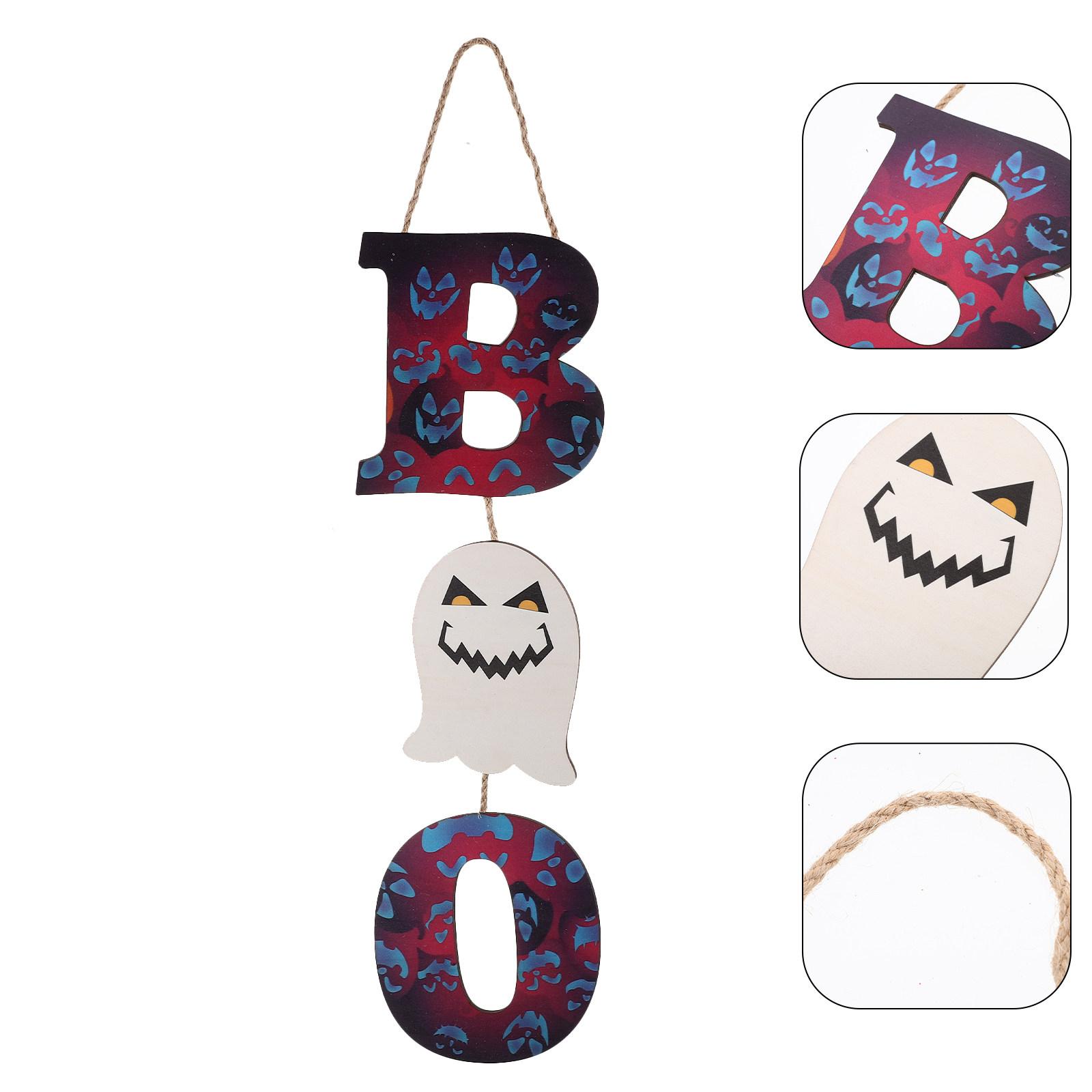 

Halloween Wood Hanging Sign Decor BOO Door Sign Indoor Outdoor Family Decorations Lightweight Craftsmanship other