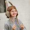 Women's Winter Soft Faux Fur Cute Rabbit Ear Foldable Ear Protection Windproof Traveling Ski Earmuffs