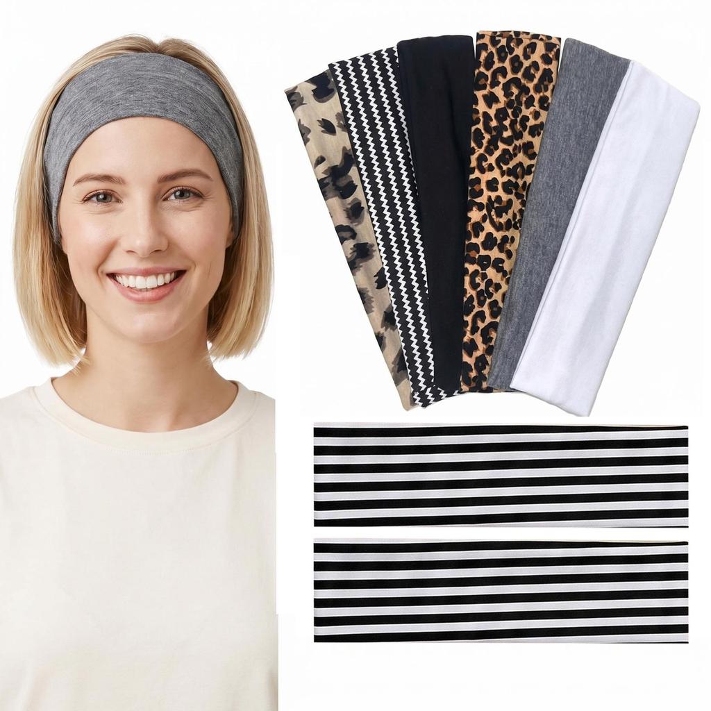 Leopard Print Wide Elastic Sports Headband - Sweat-Absorbing Yoga & Fitness Headband for Women