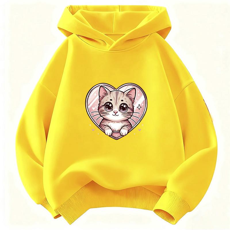 kawaii Hooded Cat Cute Hoodie Cat Children's Sweatshirt Cute Harajuku Hoody for Boys Girls Autumn Winter Casual