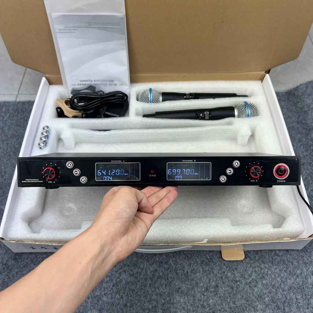 KTV Infrared Frequency Hopping Wireless Dual Microphone Set - Handheld, Lapel, Headset for Stage and Conference